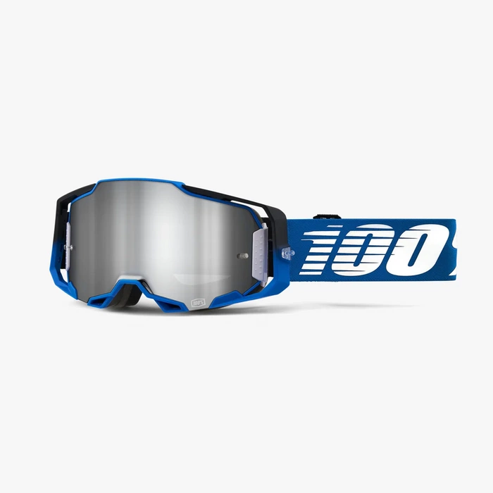 100% ARMEGA MOTO/MTB GOGGLI (BLU/SLV LNS)