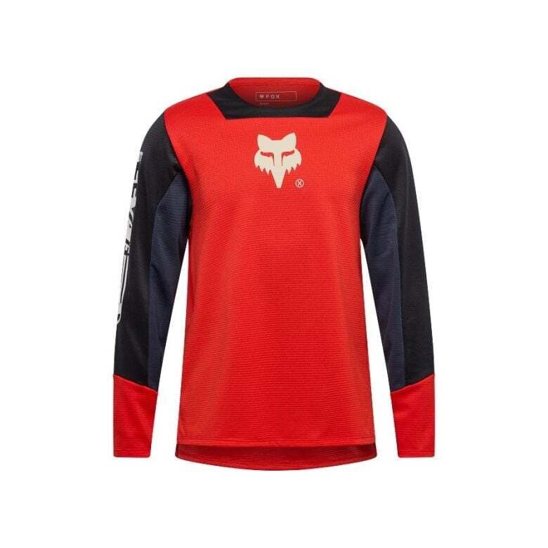 DEFEND ELEVATED KIDS MTB JERSEY WITH LONG SLEEVES FOX [FLO RED]