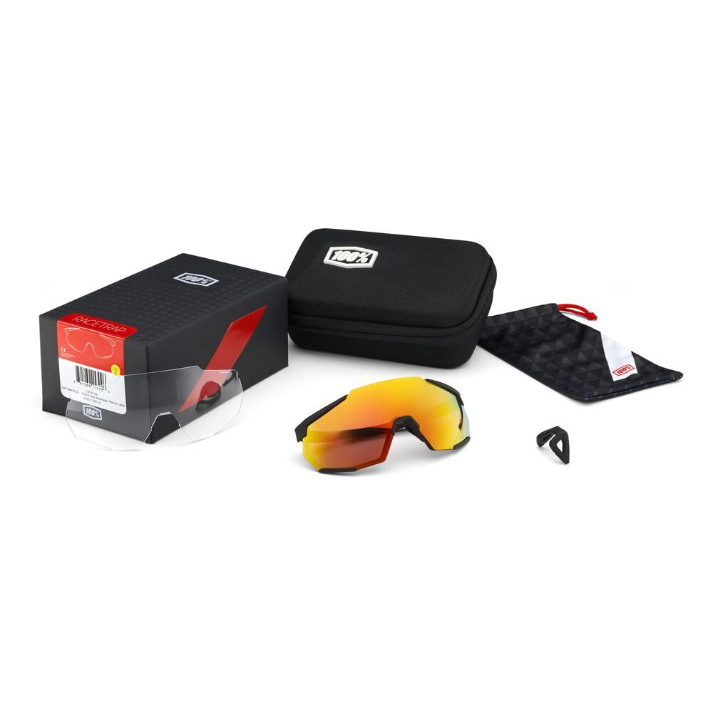 100% RACETRAP MTB SUNGLASSES GLOSS BLACK W/ SMOKE LENS