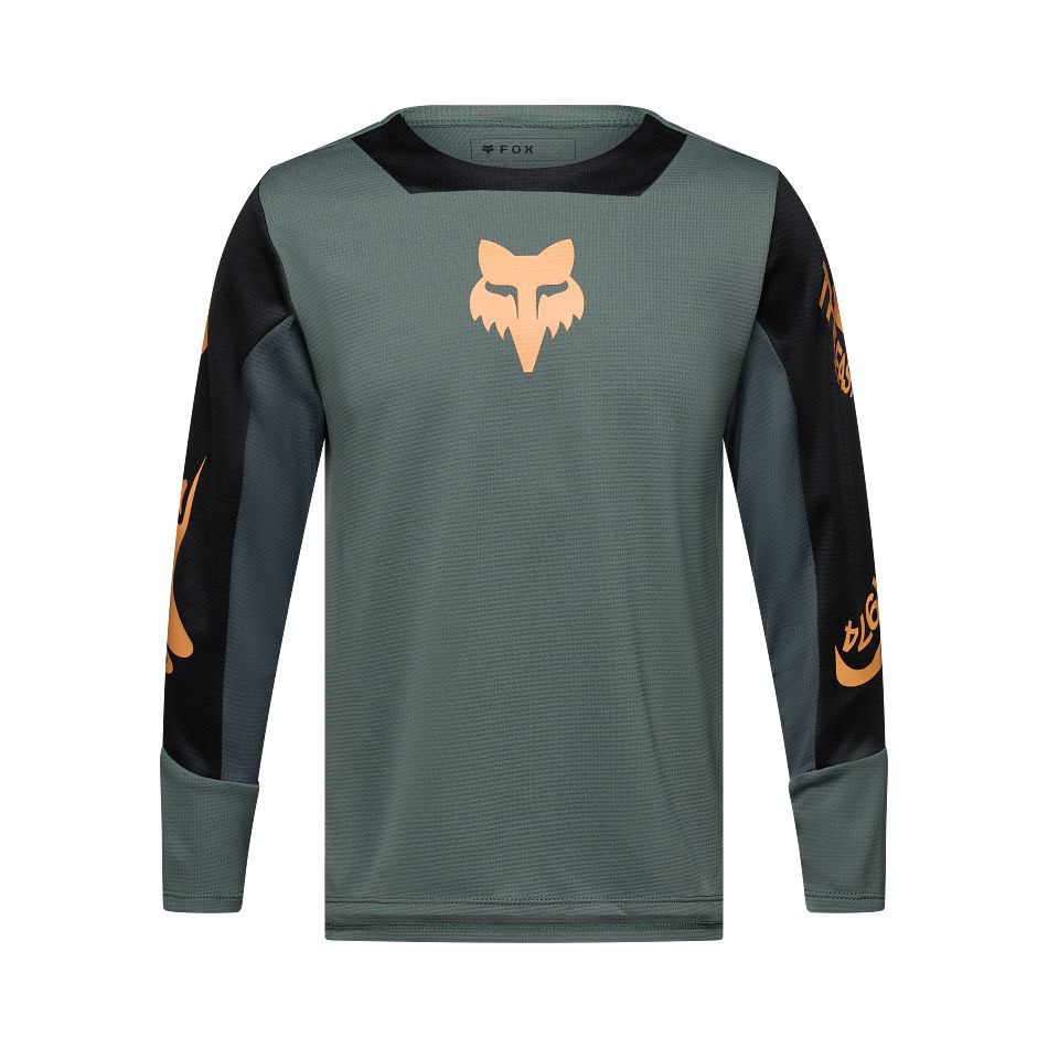 OTROŠKA MTB MAJICA Z DOLGIMI ROKAVI FOX DEFEND CREATION-Green-S